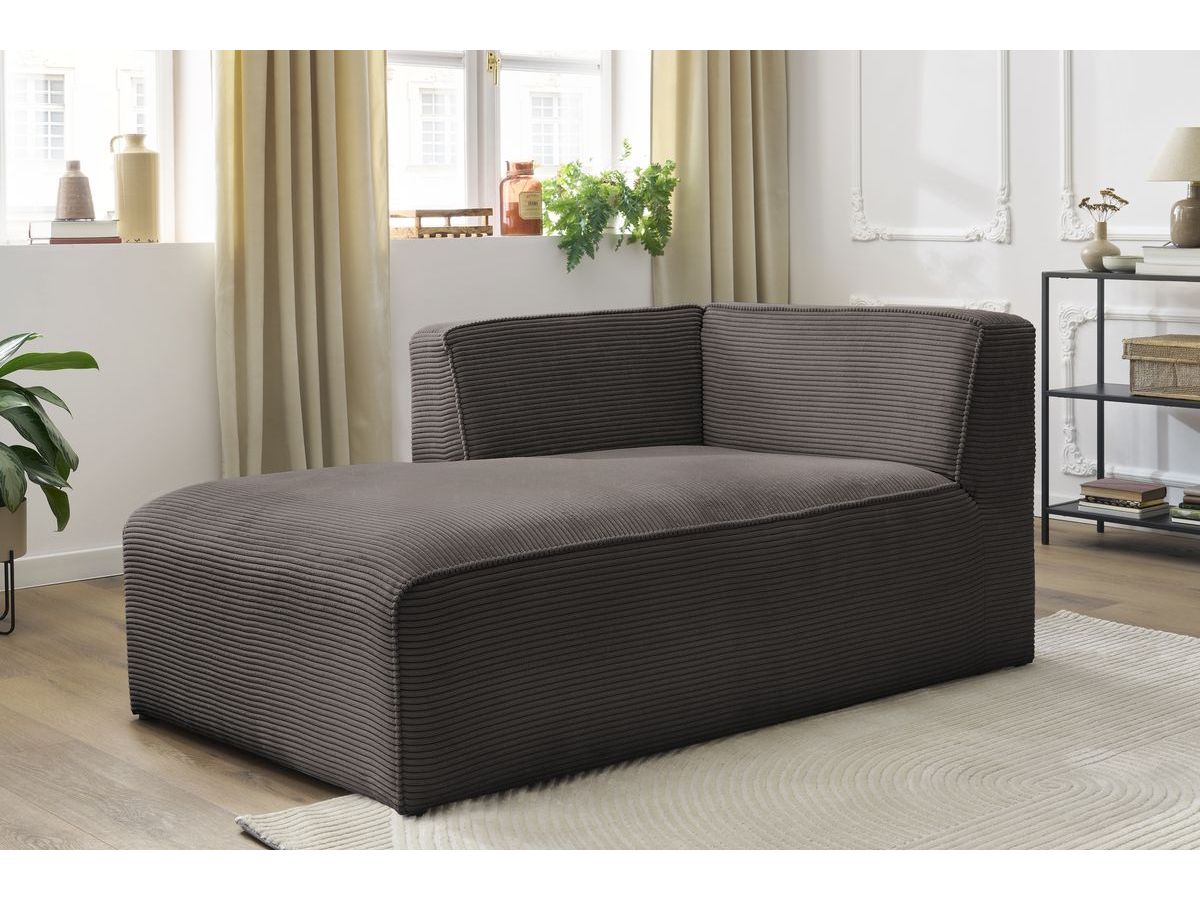 Méridienne pour canapé modulable MEGEVE tissu velours côtelé marron angle gauche BOBOCHIC 1 places - Vue supplémentaire 3