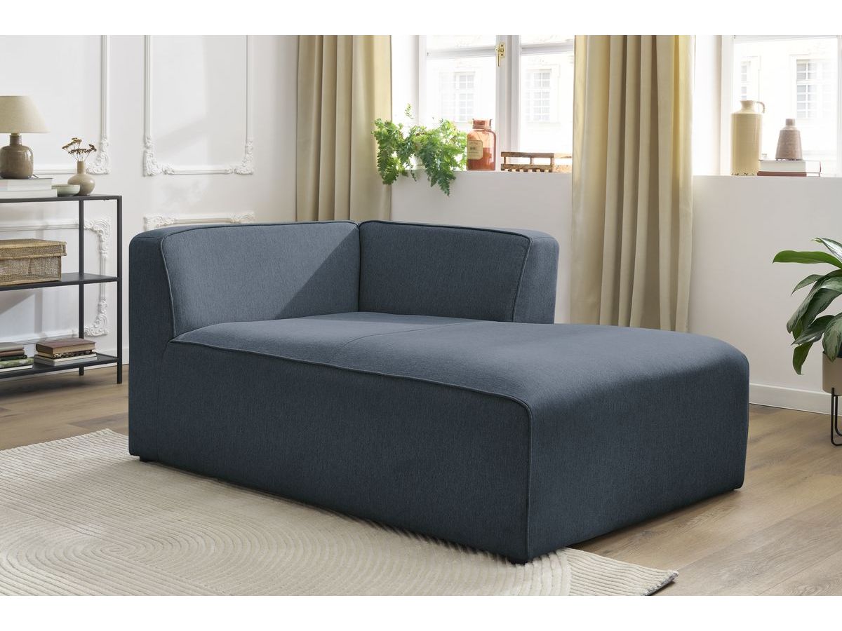 Méridienne pour canapé modulable MEGEVE tissu chiné bleu foncé angle droit BOBOCHIC 1 places - Vue supplémentaire 3