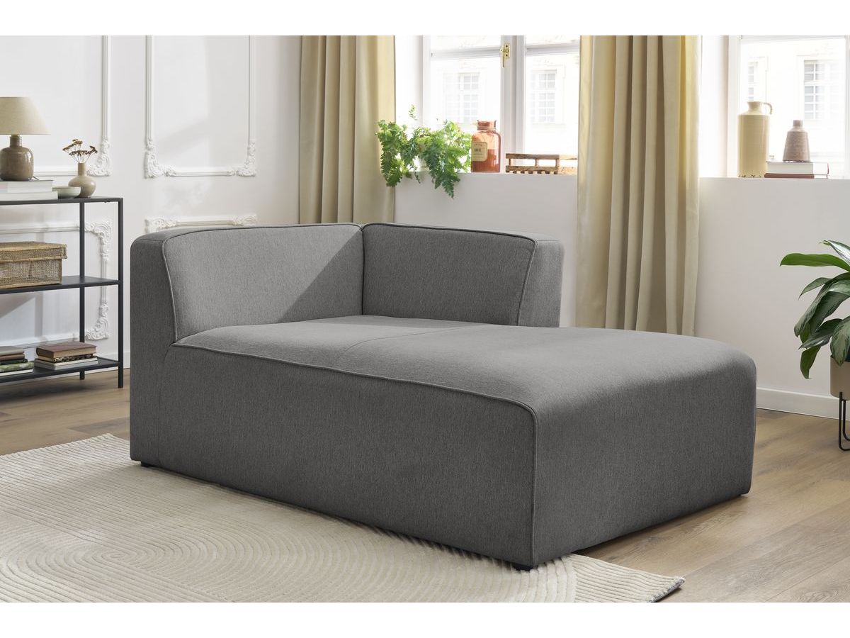 Méridienne pour canapé modulable MEGEVE tissu chiné gris foncé angle droit BOBOCHIC 1 places - Vue supplémentaire 3