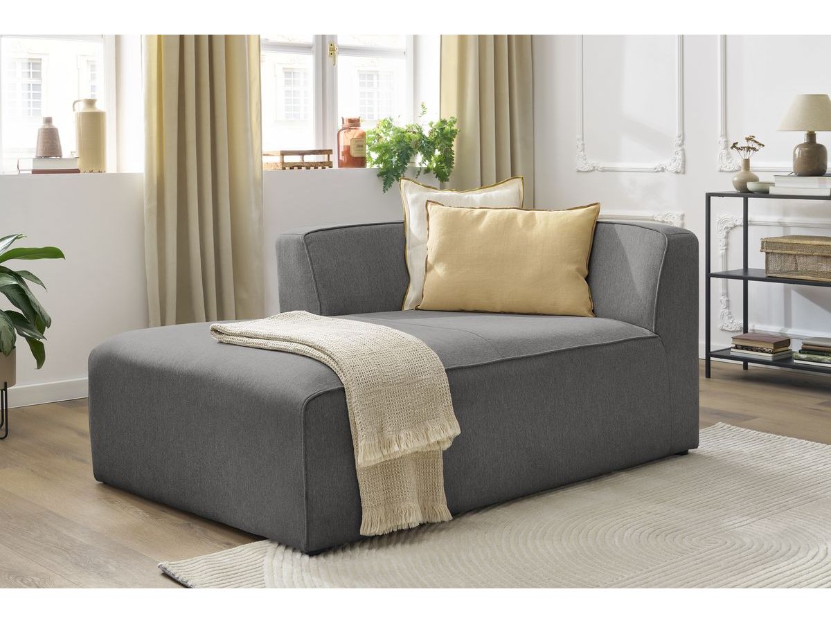 Canapé d'angle fixe EVEREST tissu chiné - Orange - Angle droit - 10 coussins