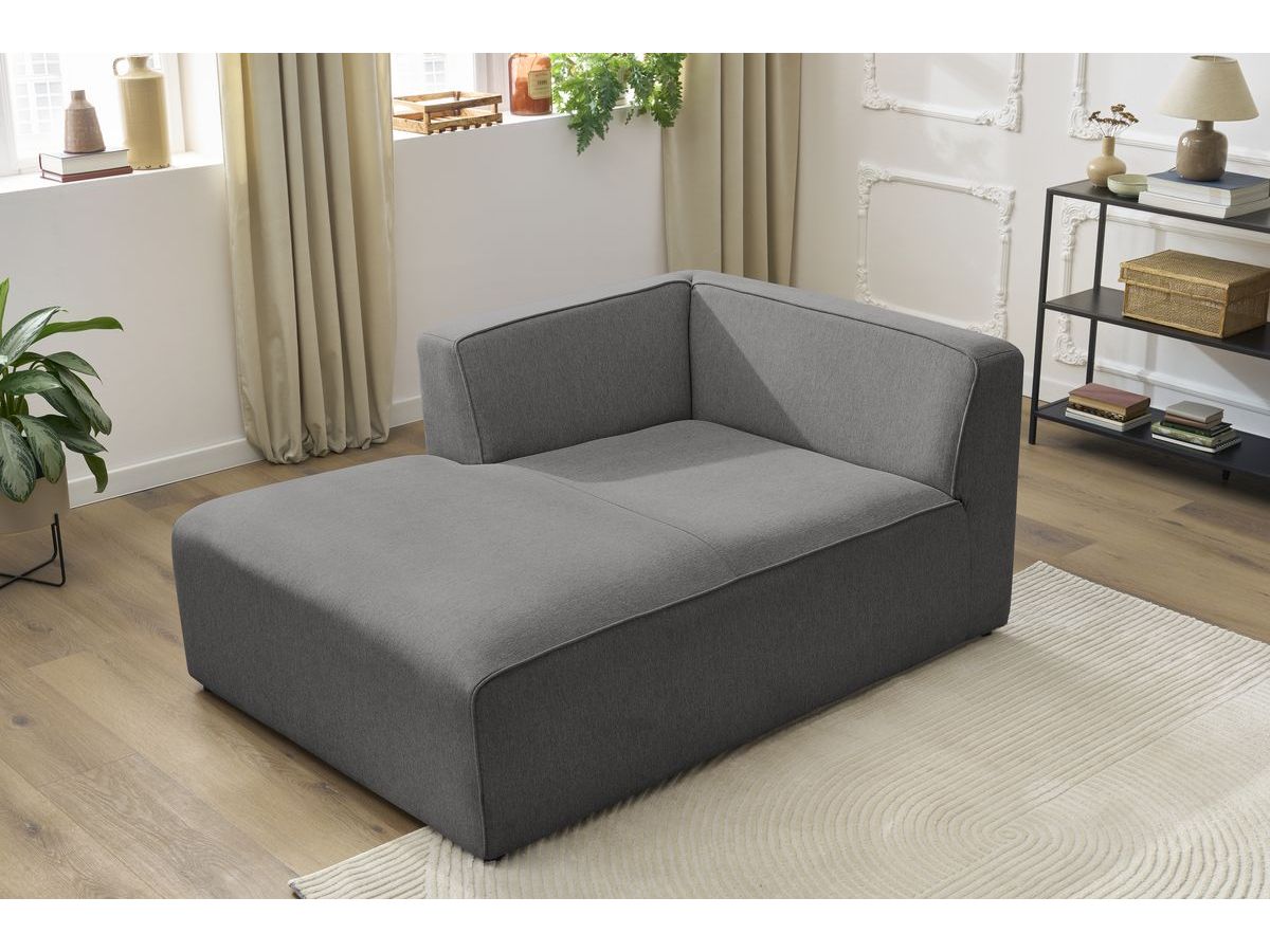 Canapé d'angle fixe EVEREST tissu chiné - Orange - Angle droit - 10 coussins