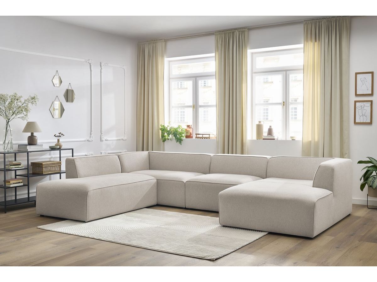 Canapé panoramique fixe MEGEVE tissu chiné beige angle droit BOBOCHIC 1 places - Vue supplémentaire 3