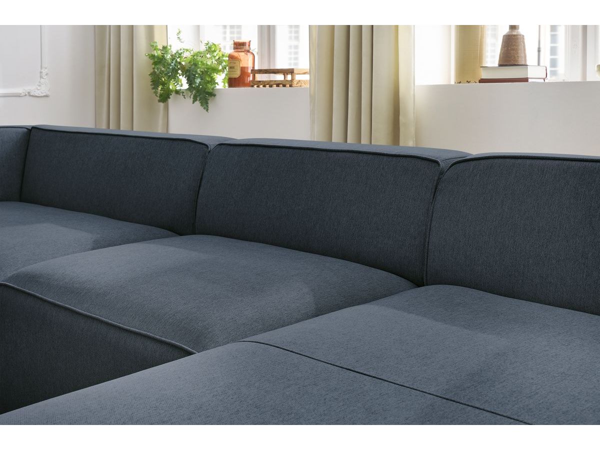 Canapé d'angle fixe EVEREST tissu chiné - Orange - Angle droit - 10 coussins