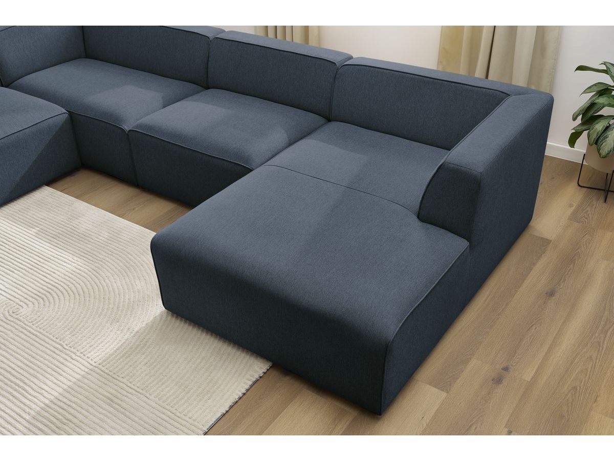 Canapé d'angle fixe EVEREST tissu chiné - Orange - Angle droit - 10 coussins