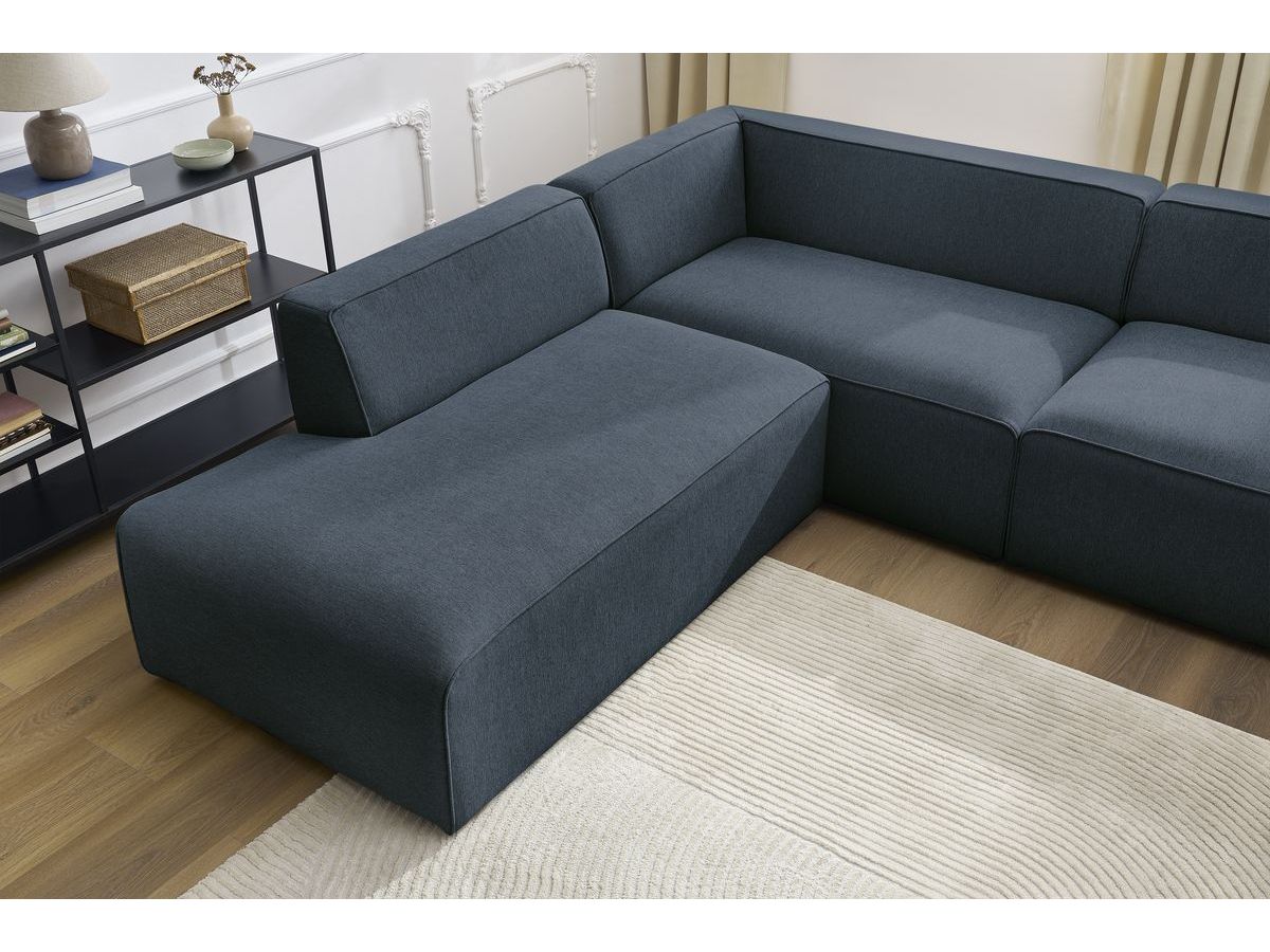 Canapé d'angle fixe EVEREST tissu chiné - Orange - Angle droit - 10 coussins