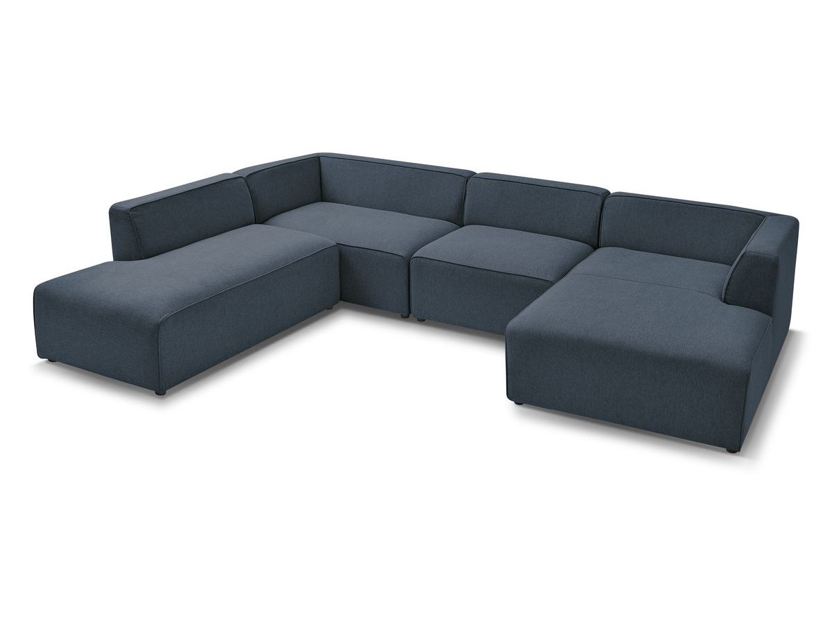Canapé d'angle fixe EVEREST tissu chiné - Orange - Angle droit - 10 coussins
