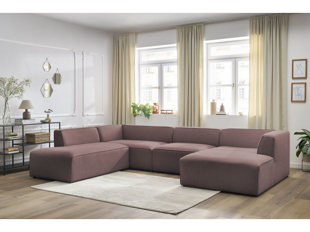 Canapé panoramique fixe MEGEVE tissu chiné rose angle droit BOBOCHIC 1 places - Vue supplémentaire 3