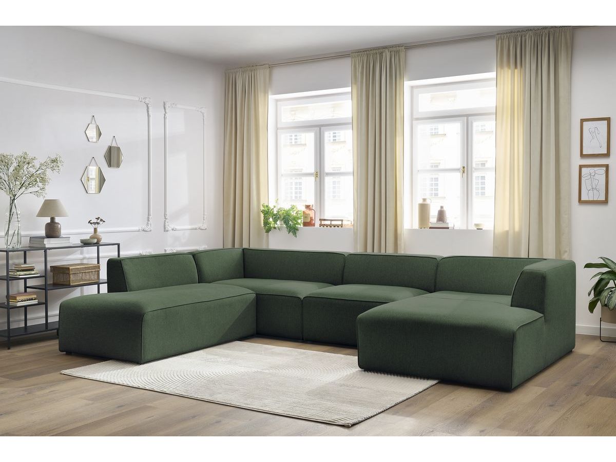 Canapé panoramique fixe MEGEVE tissu chiné vert angle droit BOBOCHIC 1 places - Vue supplémentaire 3