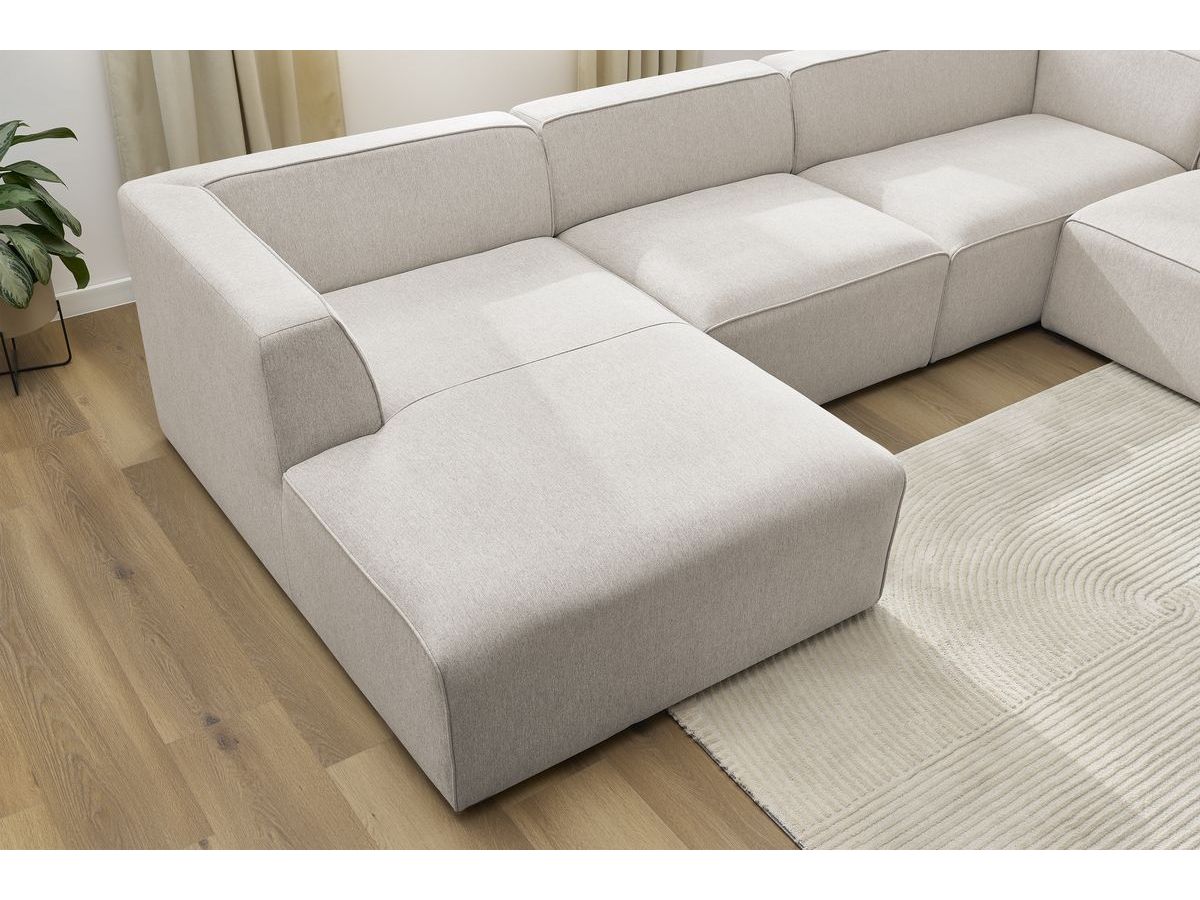 Canapé d'angle fixe EVEREST tissu chiné - Orange - Angle droit - 10 coussins