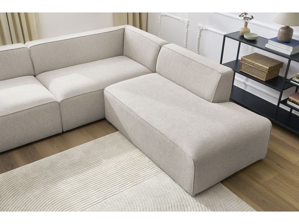 Canapé d'angle fixe EVEREST tissu chiné - Orange - Angle droit - 10 coussins