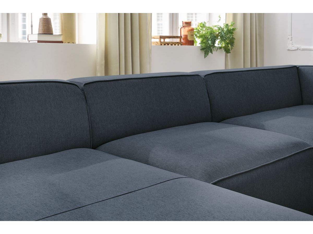 Canapé d'angle fixe EVEREST tissu chiné - Orange - Angle droit - 10 coussins