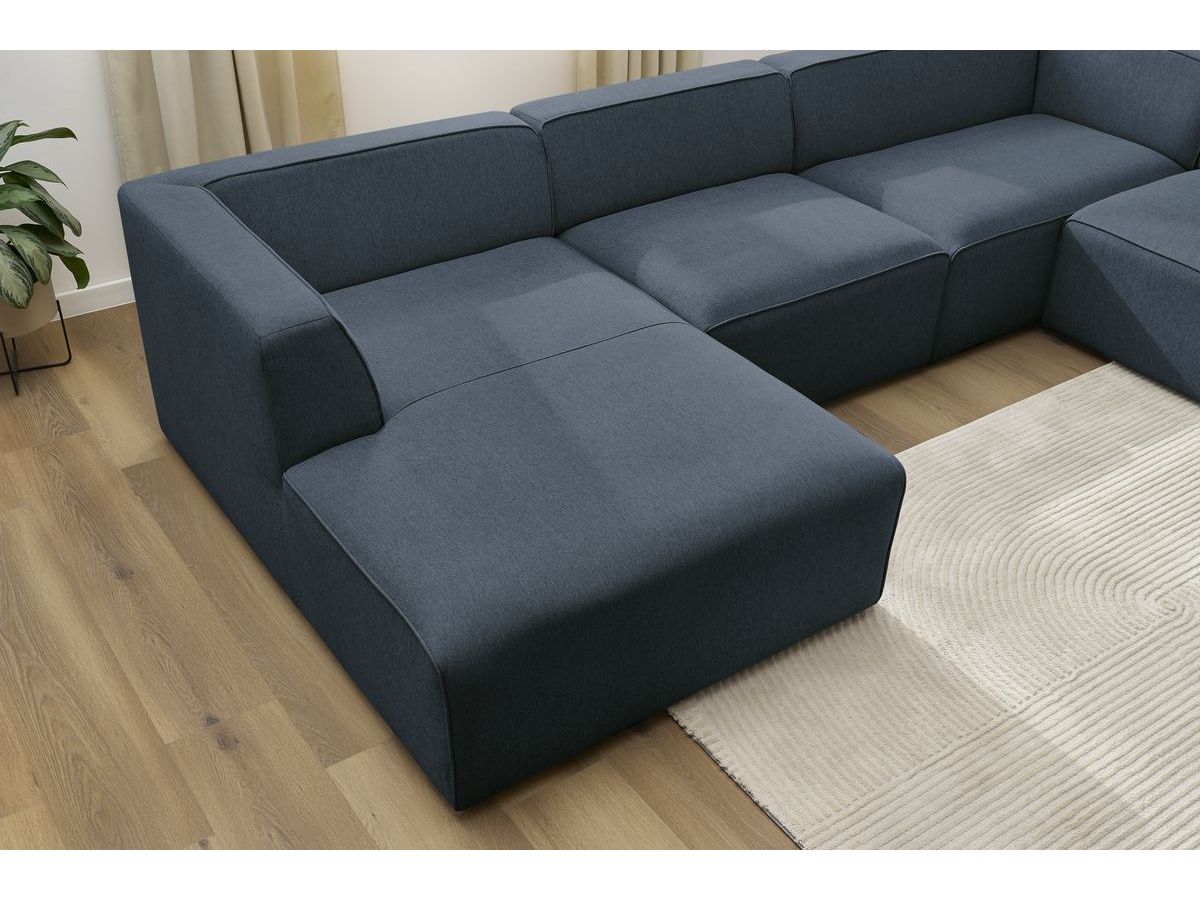 Canapé d'angle fixe EVEREST tissu chiné - Orange - Angle droit - 10 coussins