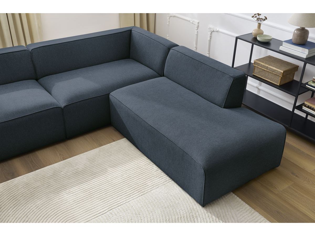 Canapé d'angle fixe EVEREST tissu chiné - Orange - Angle droit - 10 coussins