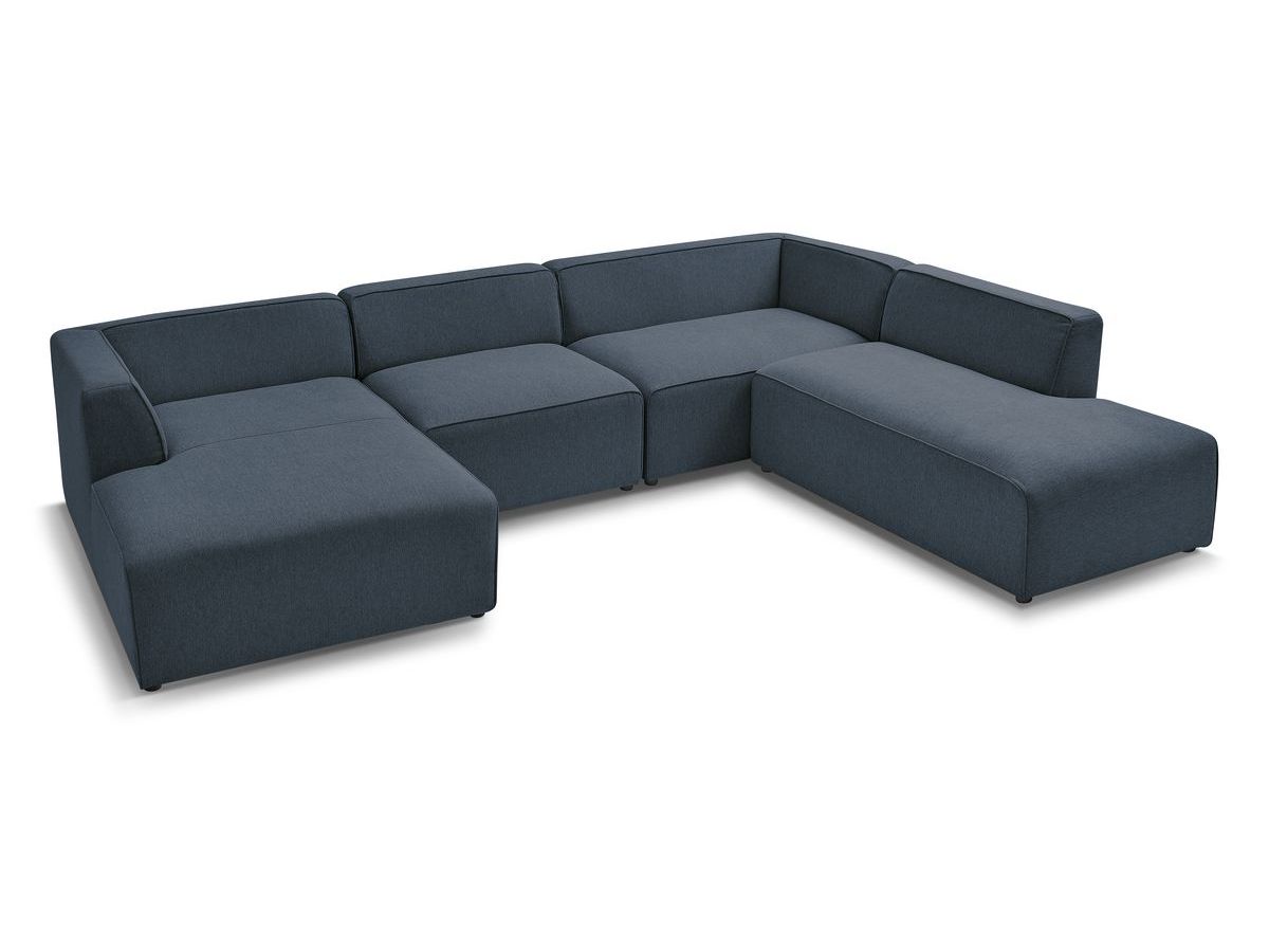 Canapé d'angle fixe EVEREST tissu chiné - Orange - Angle droit - 10 coussins