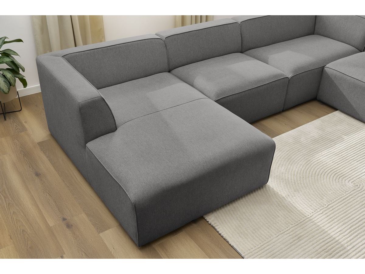 Canapé d'angle fixe EVEREST tissu chiné - Orange - Angle droit - 10 coussins