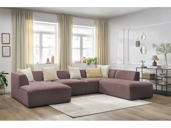 Canapé panoramique fixe modulable MEGEVE tissu chiné