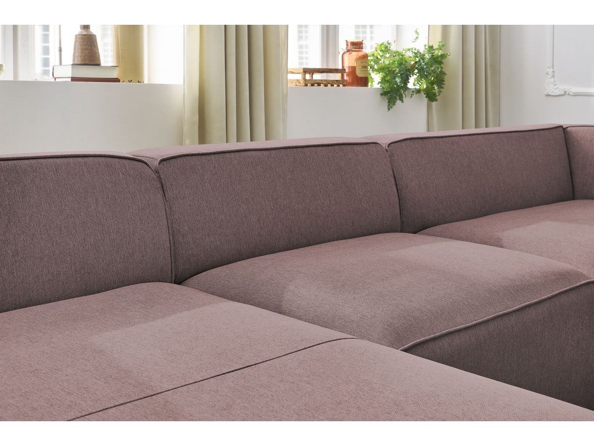 Canapé d'angle fixe EVEREST tissu chiné - Orange - Angle droit - 10 coussins