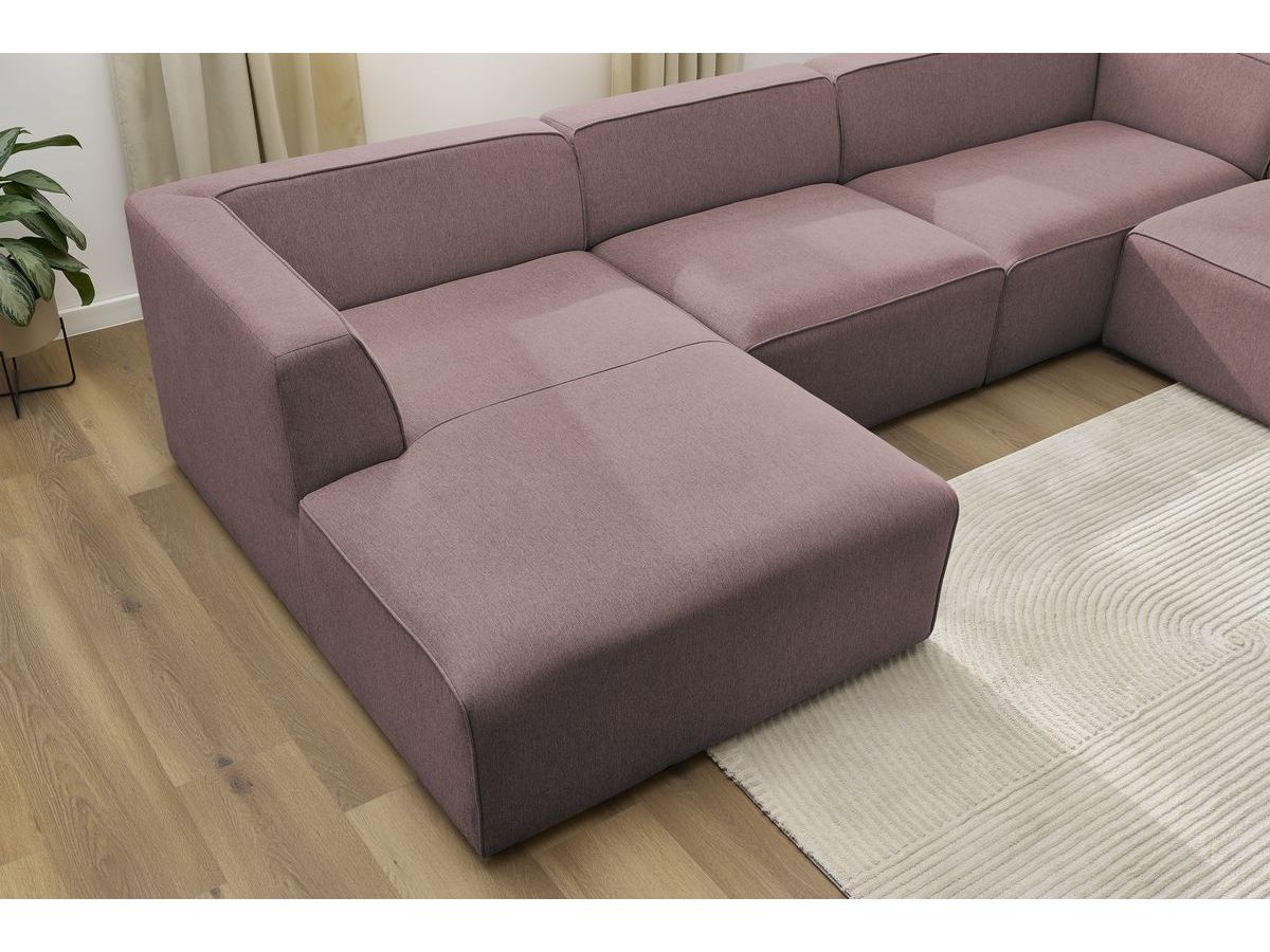 Canapé d'angle fixe EVEREST tissu chiné - Orange - Angle droit - 10 coussins