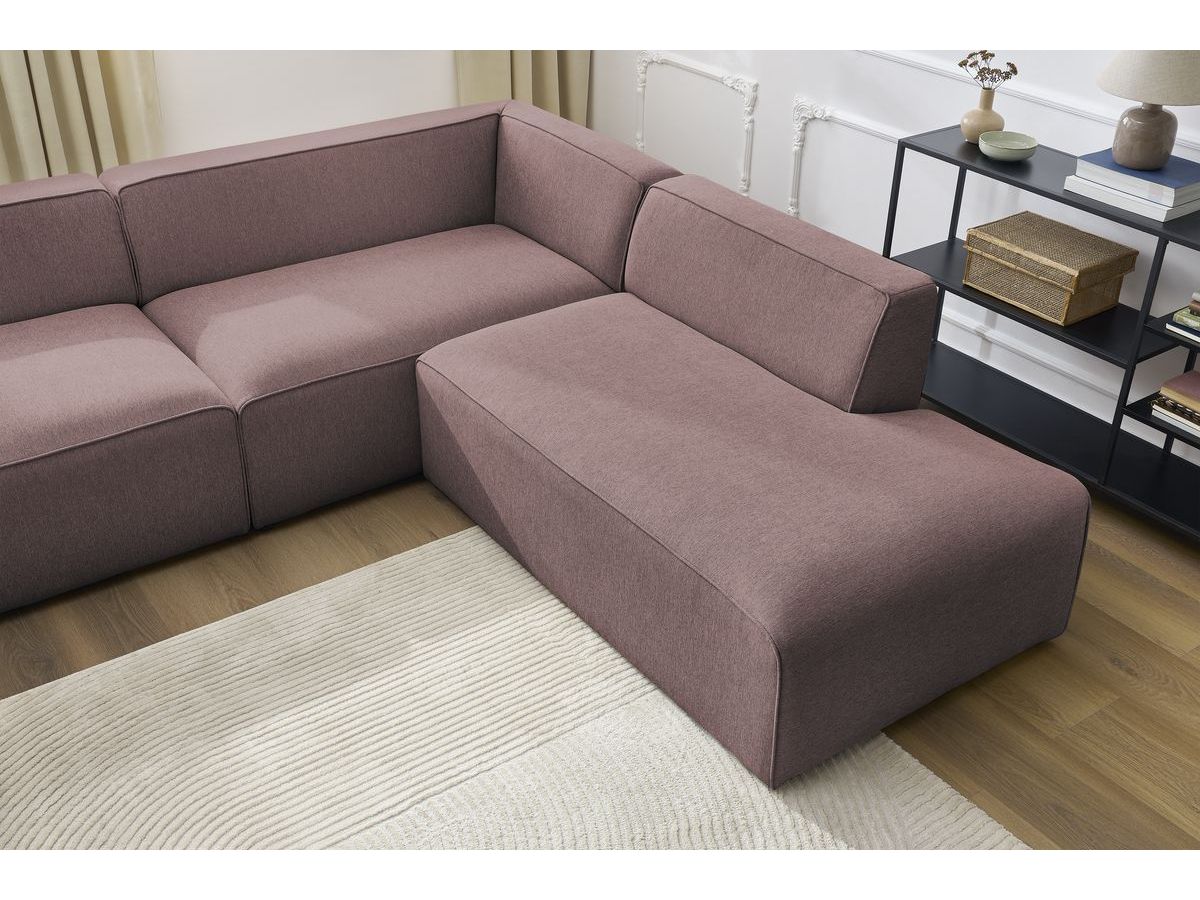 Canapé d'angle fixe EVEREST tissu chiné - Orange - Angle droit - 10 coussins