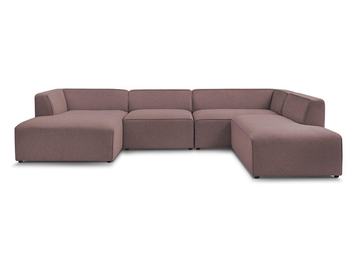 Canapé d'angle fixe EVEREST tissu chiné - Orange - Angle droit - 10 coussins
