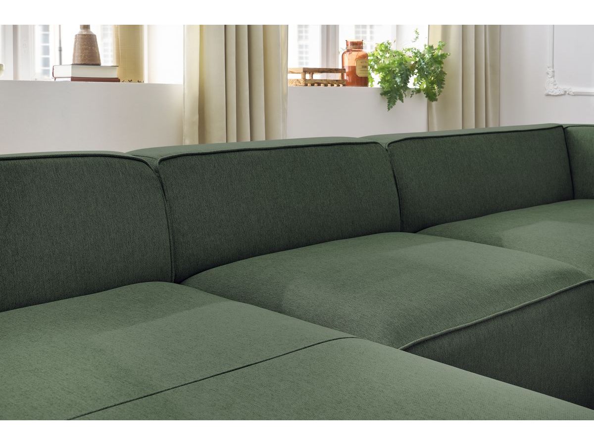 Canapé d'angle fixe EVEREST tissu chiné - Orange - Angle droit - 10 coussins