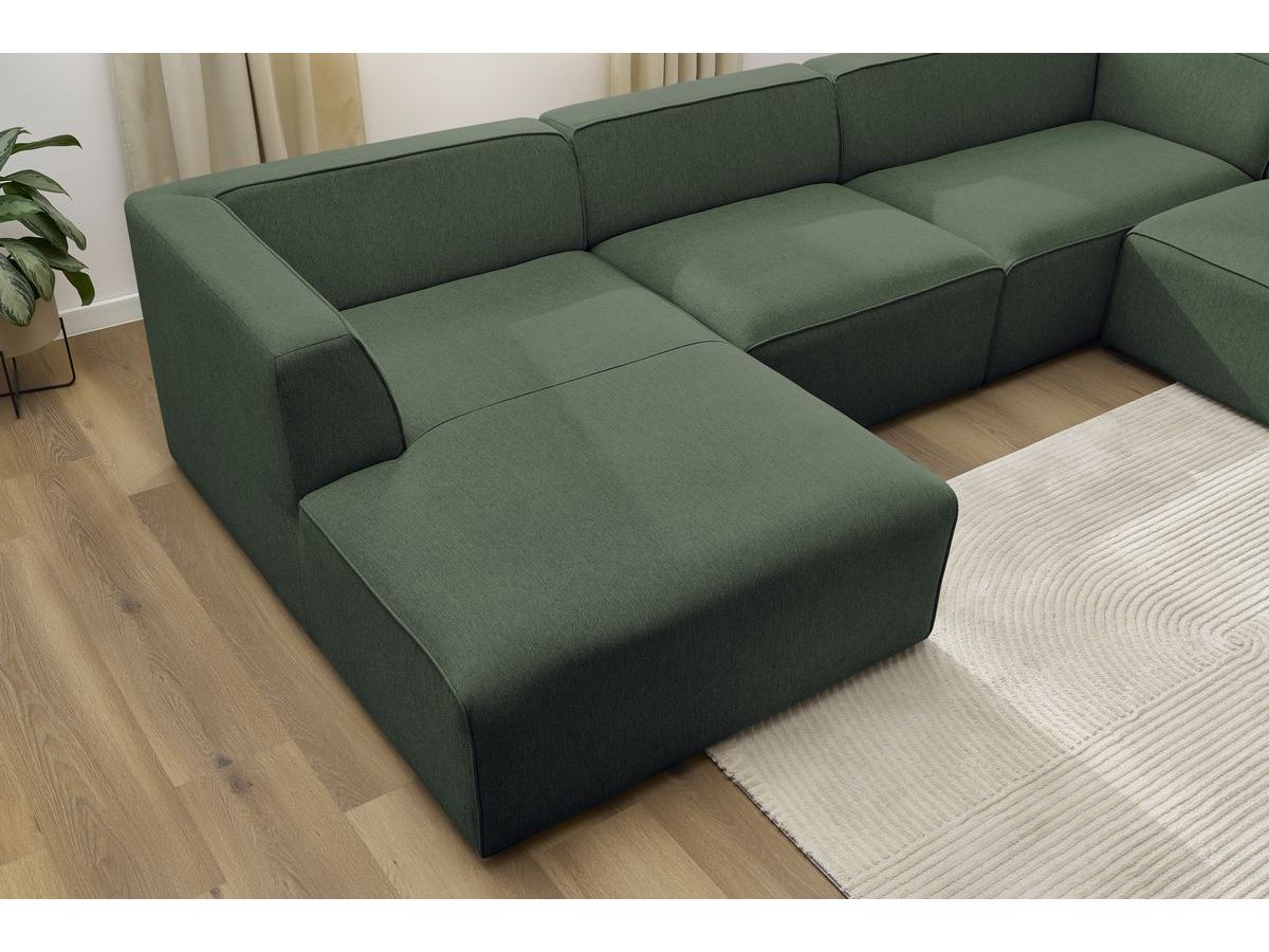 Canapé d'angle fixe EVEREST tissu chiné - Orange - Angle droit - 10 coussins