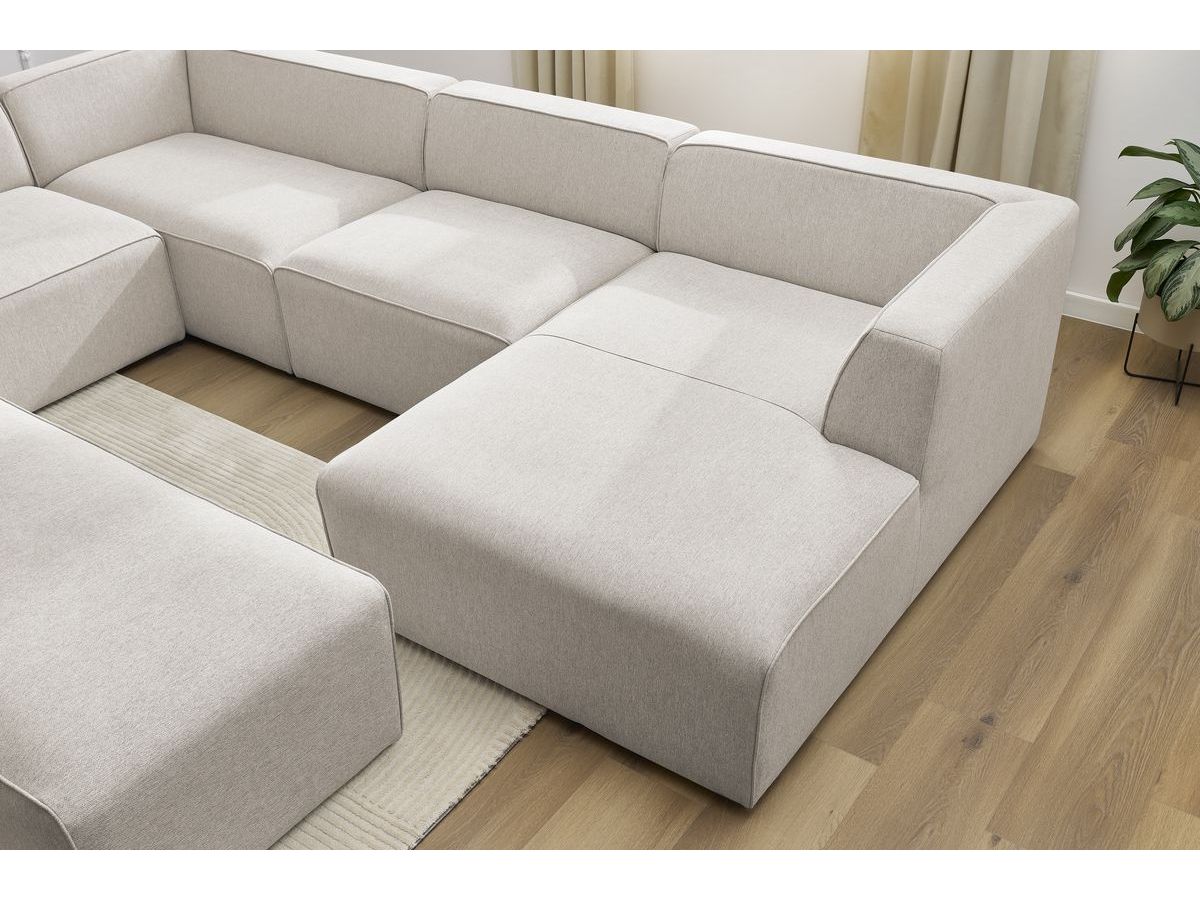 Canapé d'angle fixe EVEREST tissu chiné - Orange - Angle droit - 10 coussins