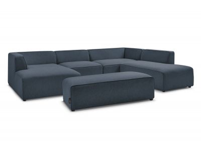 Canapé panoramique fixe MEGEVE avec pouf tissu chiné