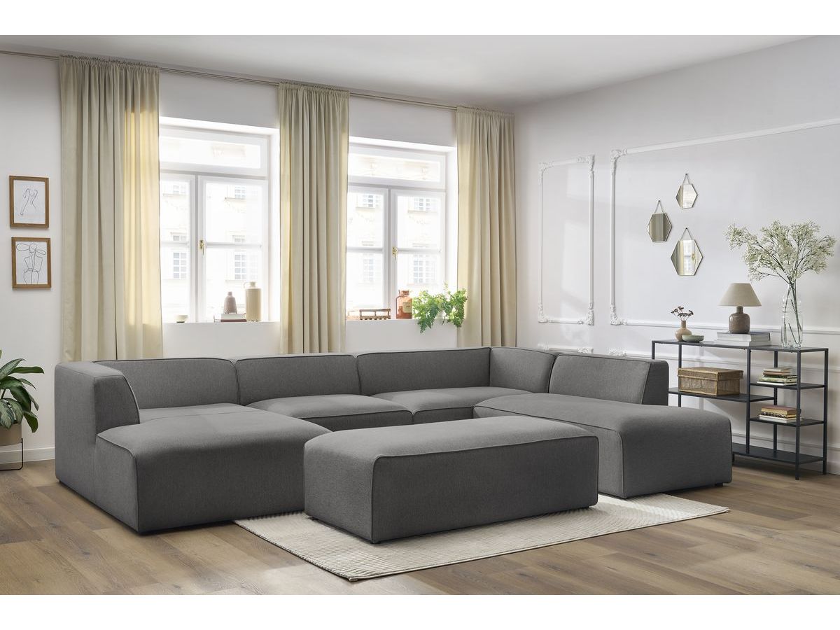 Canapé panoramique MEGEVE avec pouf chiné gris foncé — vue 5