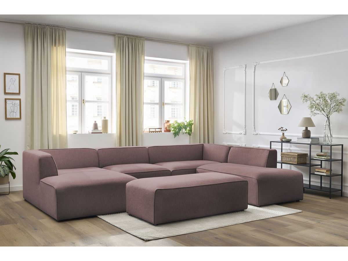 Canapé panoramique MEGEVE avec pouf chiné rose — vue 5