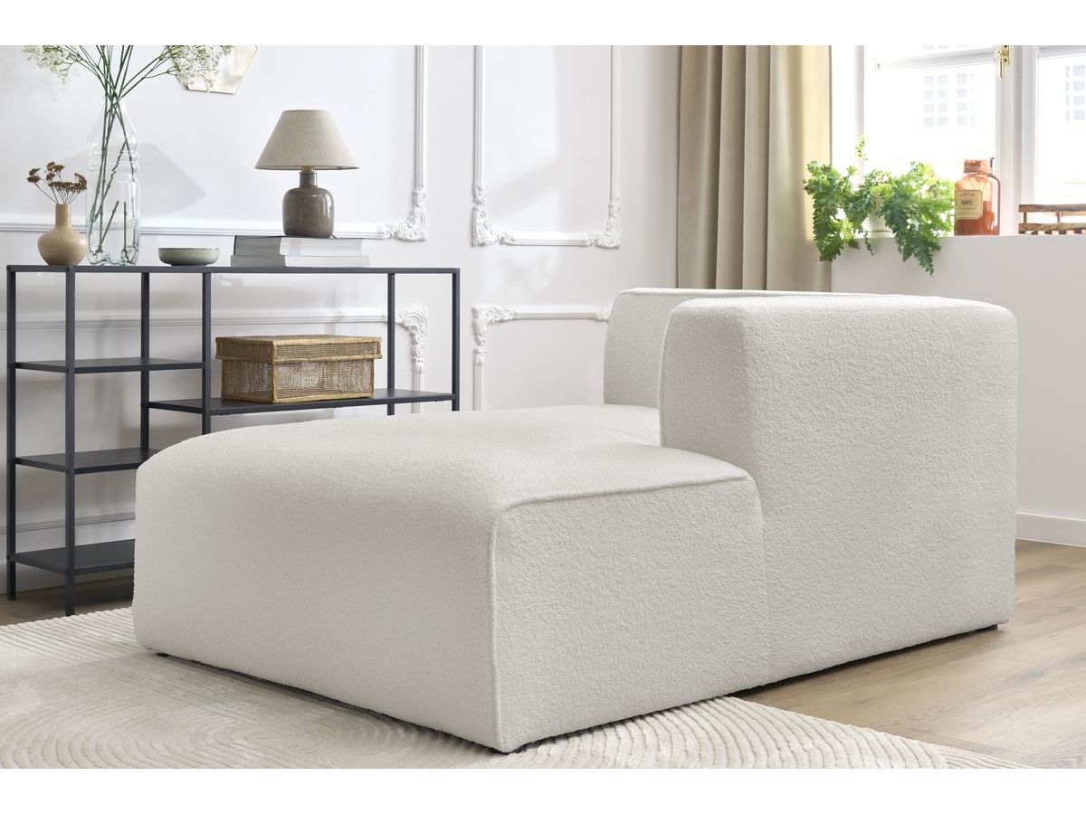 Méridienne pour canapé modulable MEGEVE tissu bouclette blanc angle droit BOBOCHIC 1 places - Vue supplémentaire 2