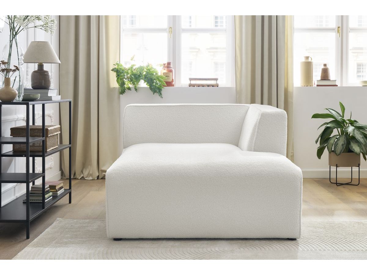 Méridienne pour canapé modulable MEGEVE tissu bouclette blanc angle droit BOBOCHIC 1 places - Vue supplémentaire 3
