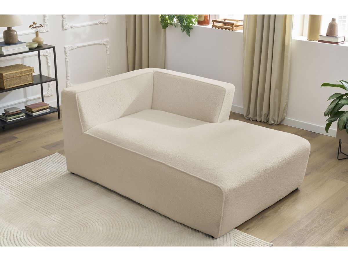 Méridienne pour canapé modulable MEGEVE tissu bouclette beige angle droit BOBOCHIC 1 places - Vue supplémentaire 3