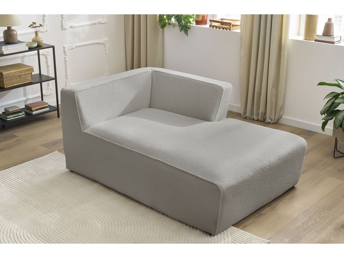 Méridienne pour canapé modulable MEGEVE tissu bouclette gris clair angle droit BOBOCHIC 1 places - Vue supplémentaire 3