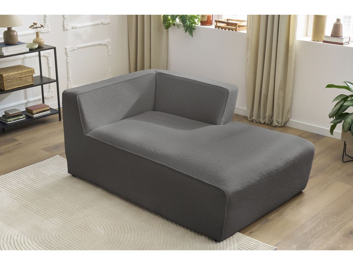 Méridienne pour canapé modulable MEGEVE tissu bouclette gris foncé angle droit BOBOCHIC 1 places - Vue supplémentaire 3