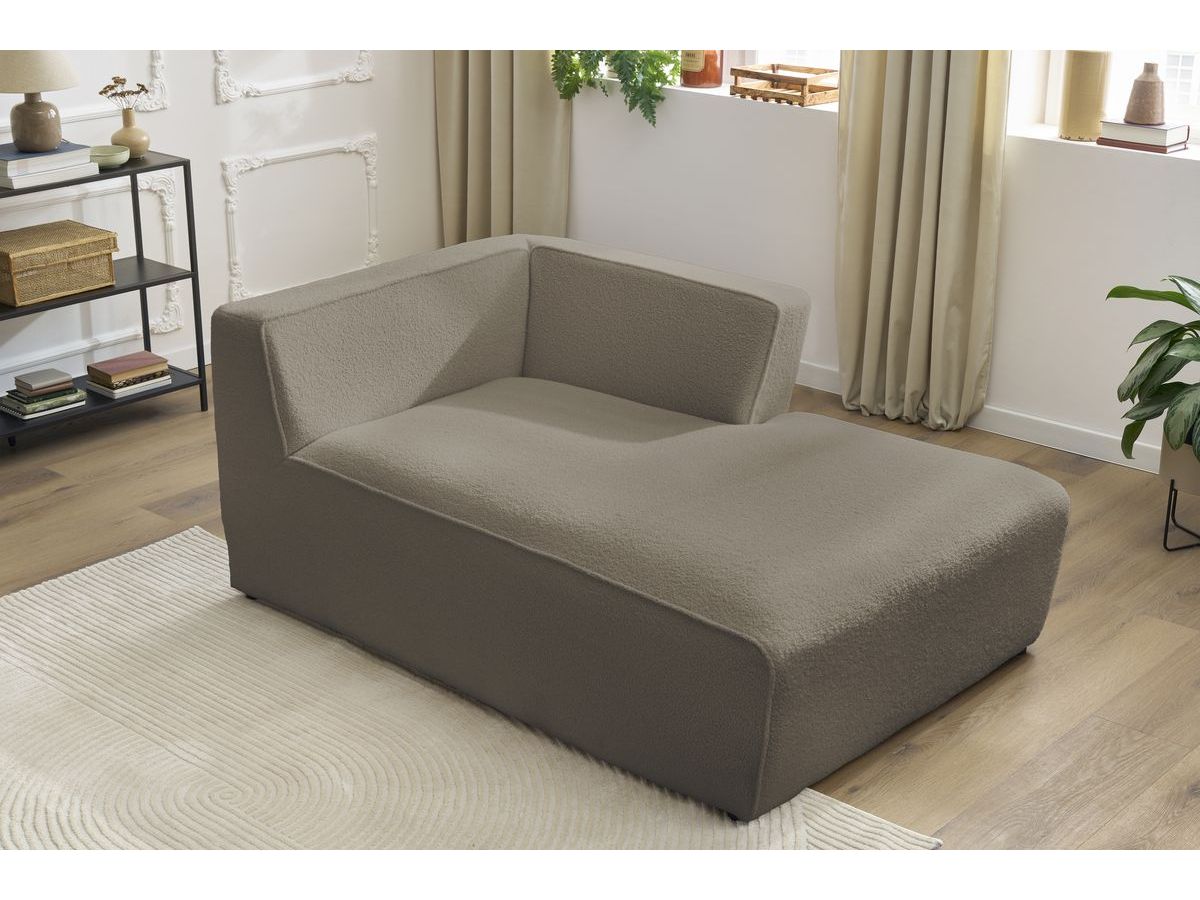 Méridienne pour canapé modulable MEGEVE tissu bouclette marron angle droit BOBOCHIC 1 places - Vue supplémentaire 3