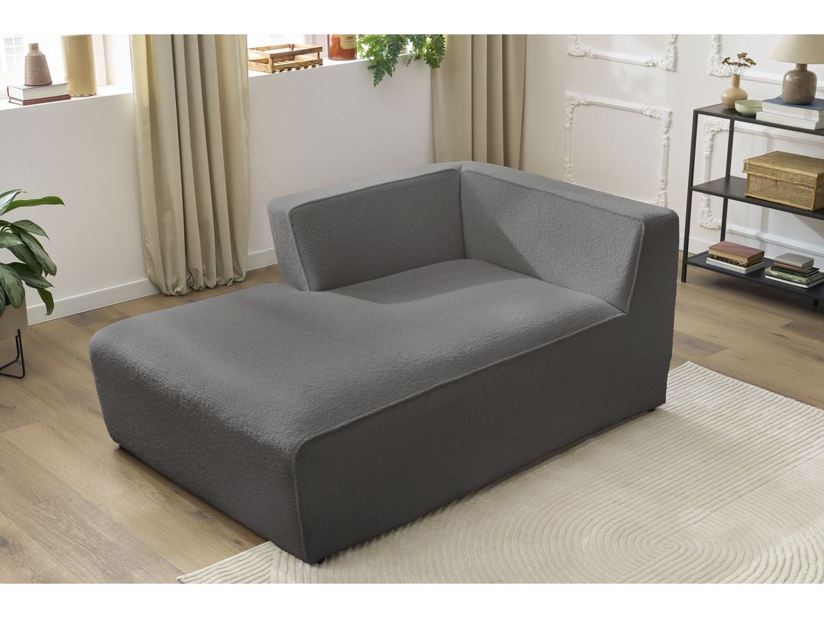 Méridienne pour canapé modulable MEGEVE bouclette gris foncé — vue 5
