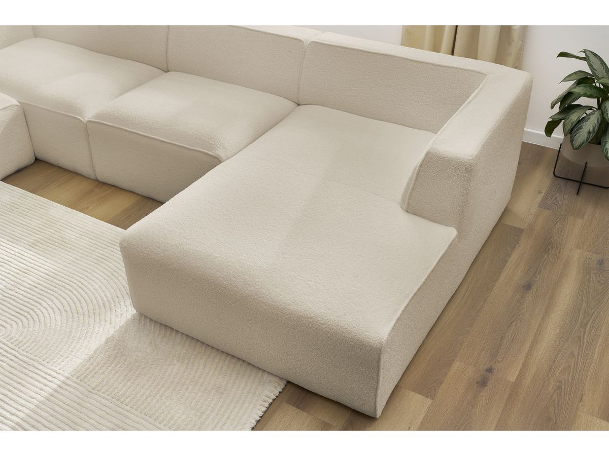 Canapé d'angle fixe EVEREST tissu chiné - Orange - Angle droit - 10 coussins