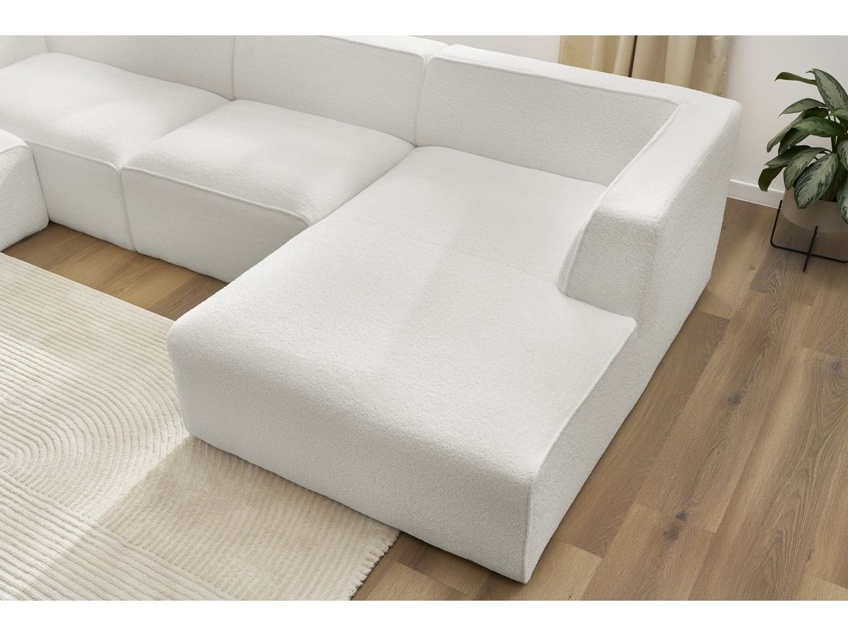 Canapé d'angle fixe EVEREST tissu chiné - Orange - Angle droit - 10 coussins