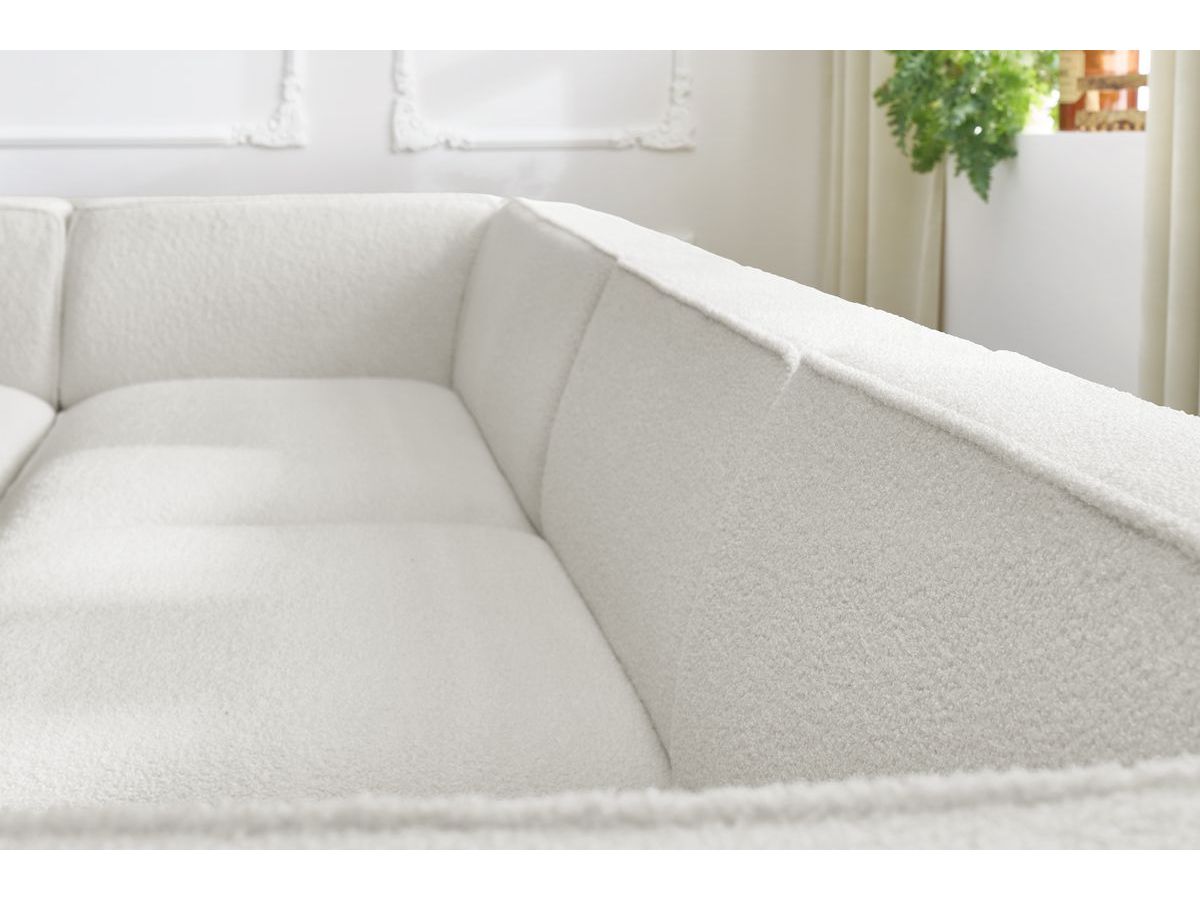 Canapé d'angle fixe EVEREST tissu chiné - Orange - Angle droit - 10 coussins