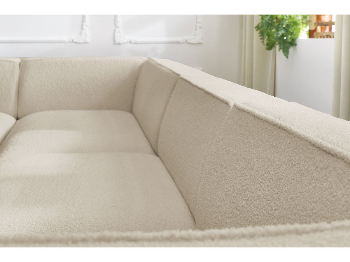Canapé d'angle fixe EVEREST tissu chiné - Orange - Angle droit - 10 coussins