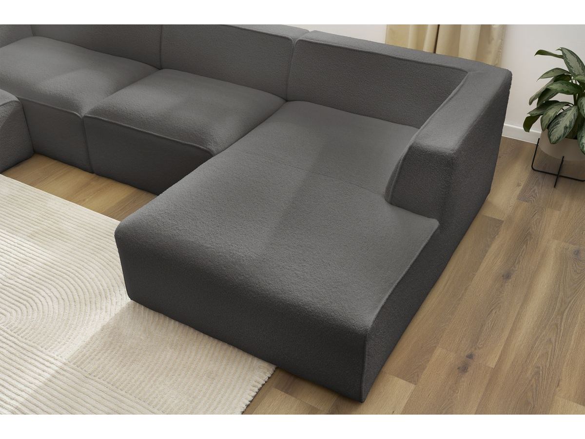 Canapé d'angle fixe EVEREST tissu chiné - Orange - Angle droit - 10 coussins
