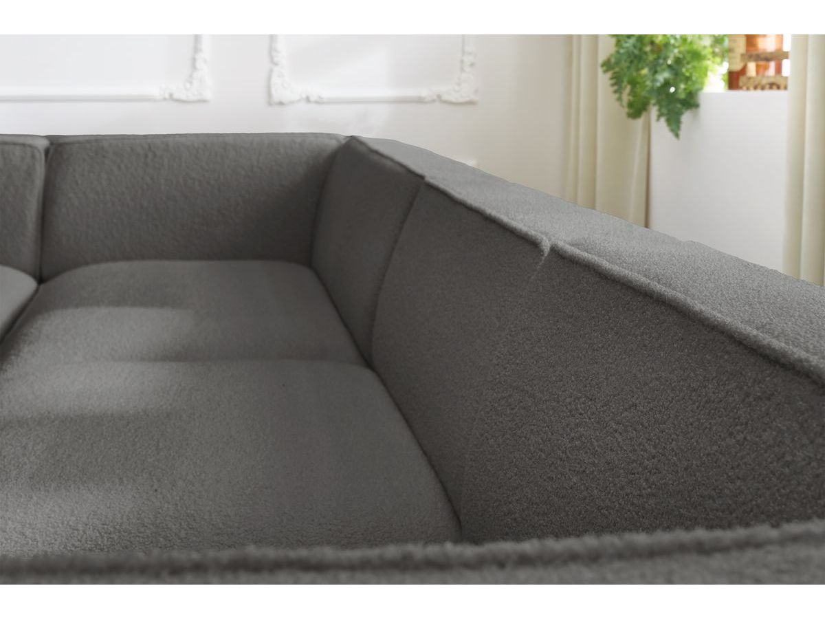 Canapé d'angle fixe EVEREST tissu chiné - Orange - Angle droit - 10 coussins