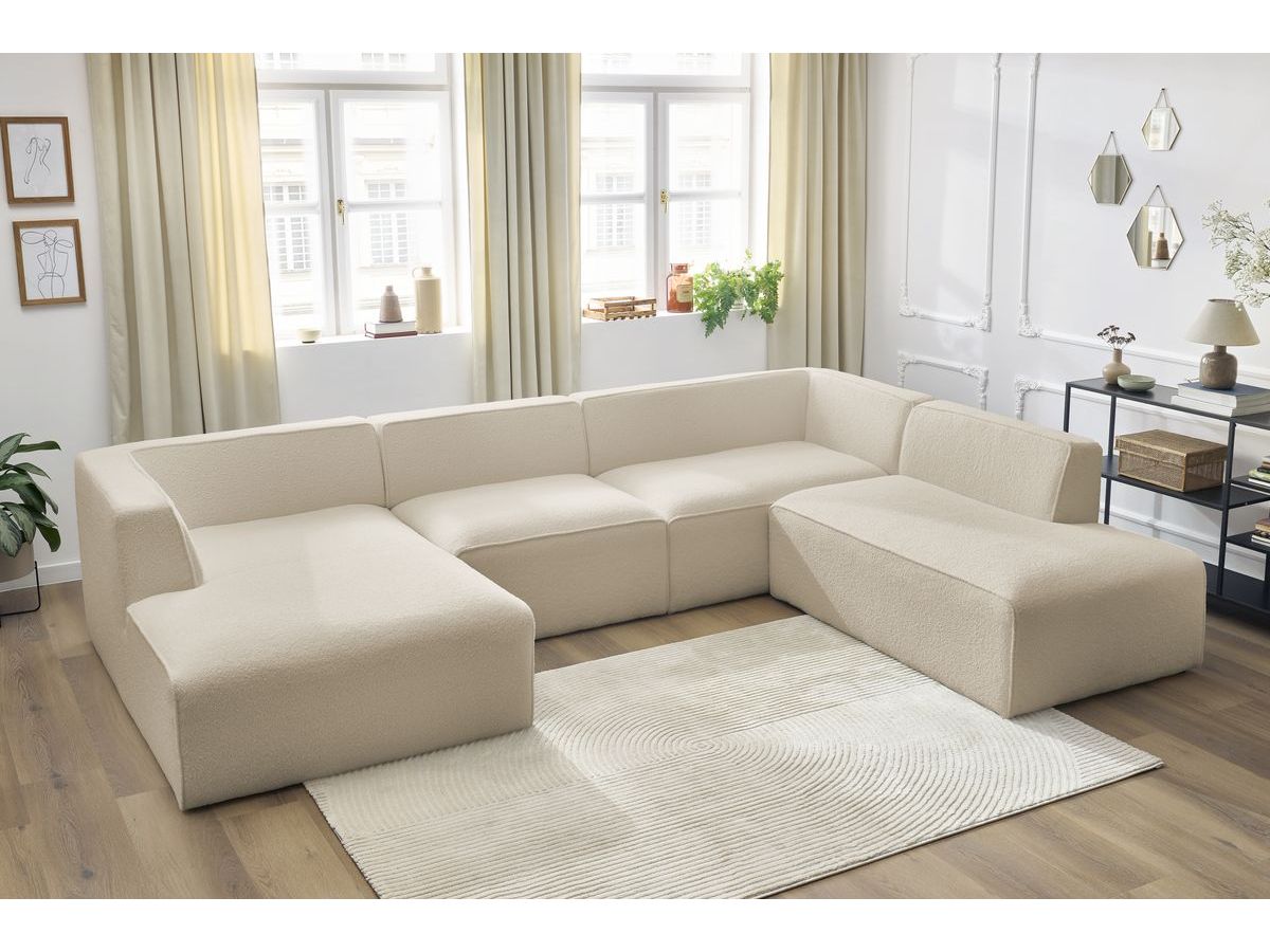Canapé panoramique MEGEVE bouclette beige — vue 5