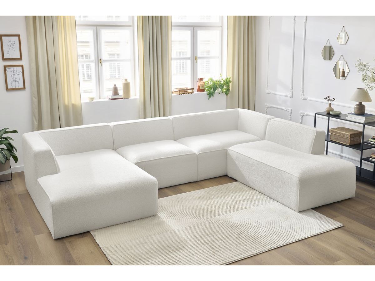 Canapé panoramique MEGEVE bouclette blanc — vue 5