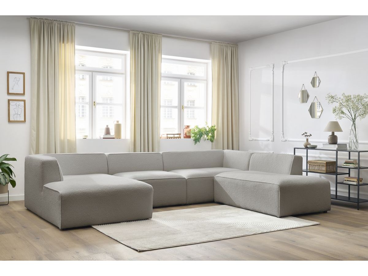 Canapé panoramique MEGEVE bouclette gris clair — vue 4