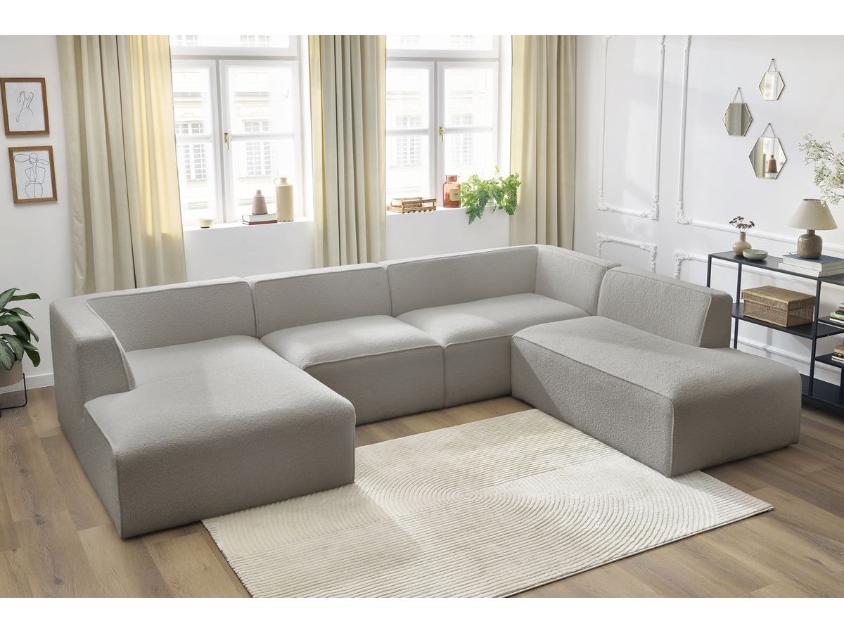 Canapé panoramique MEGEVE bouclette gris clair — vue 5