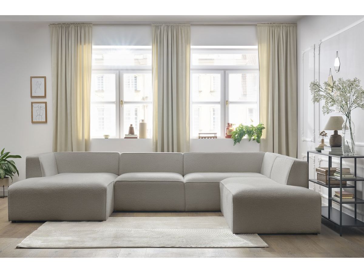 Canapé panoramique MEGEVE bouclette gris clair — vue 6