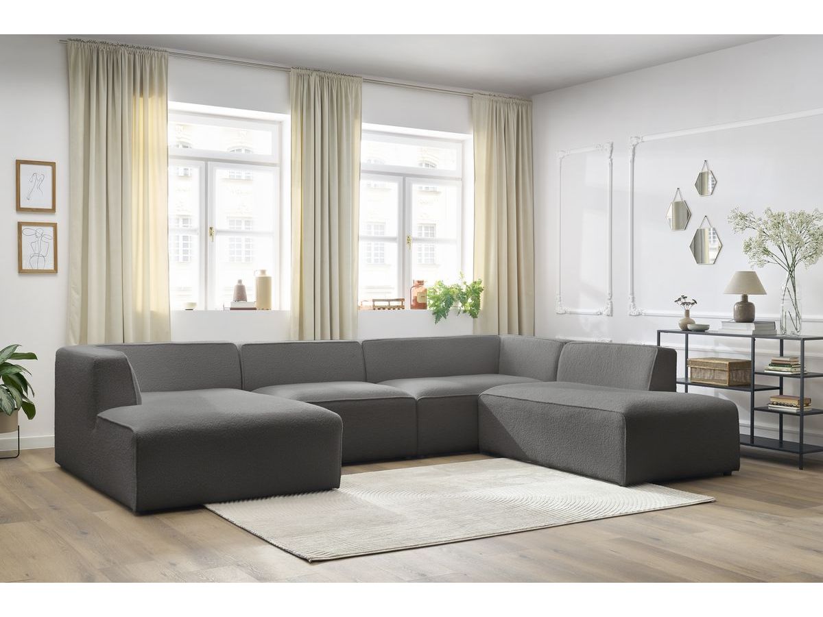 Canapé panoramique MEGEVE bouclette gris foncé — vue 4