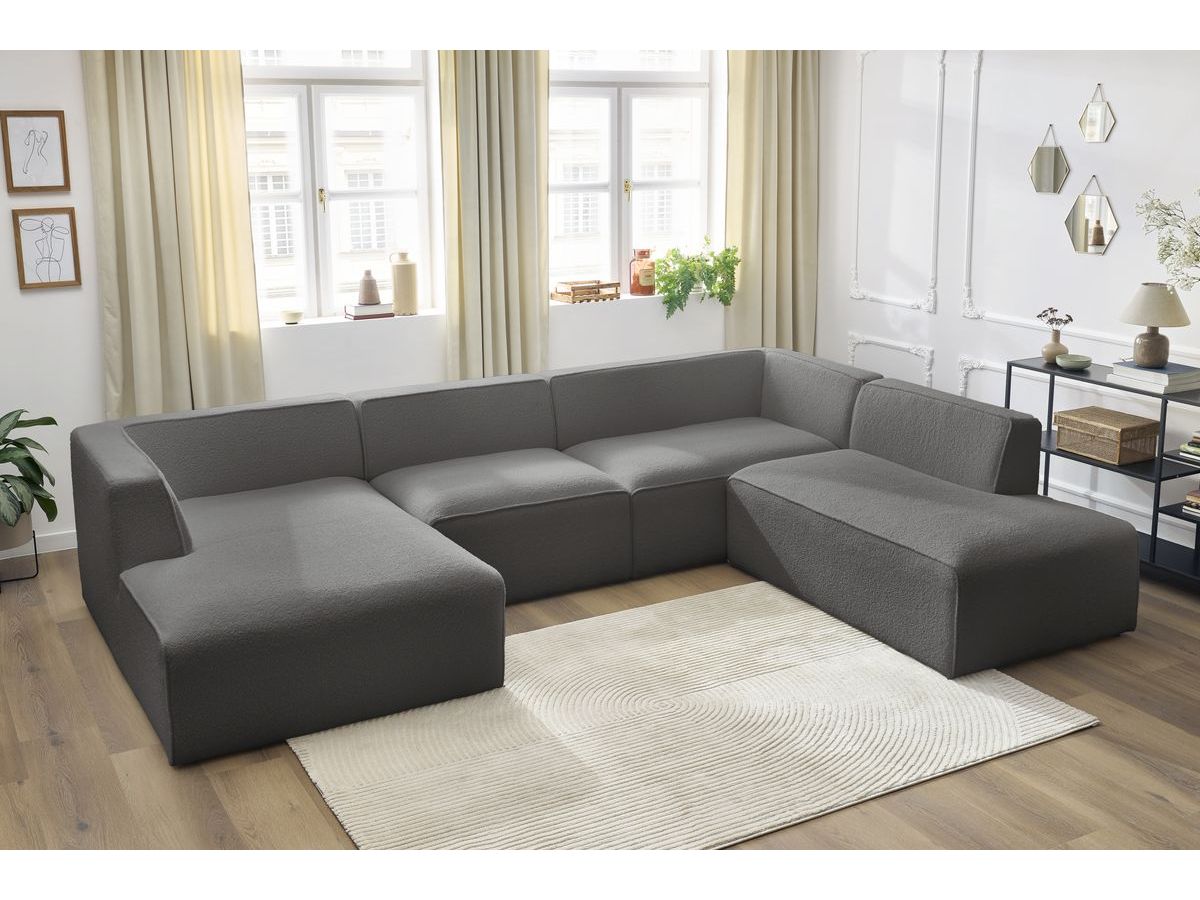 Canapé panoramique MEGEVE bouclette gris foncé — vue 5